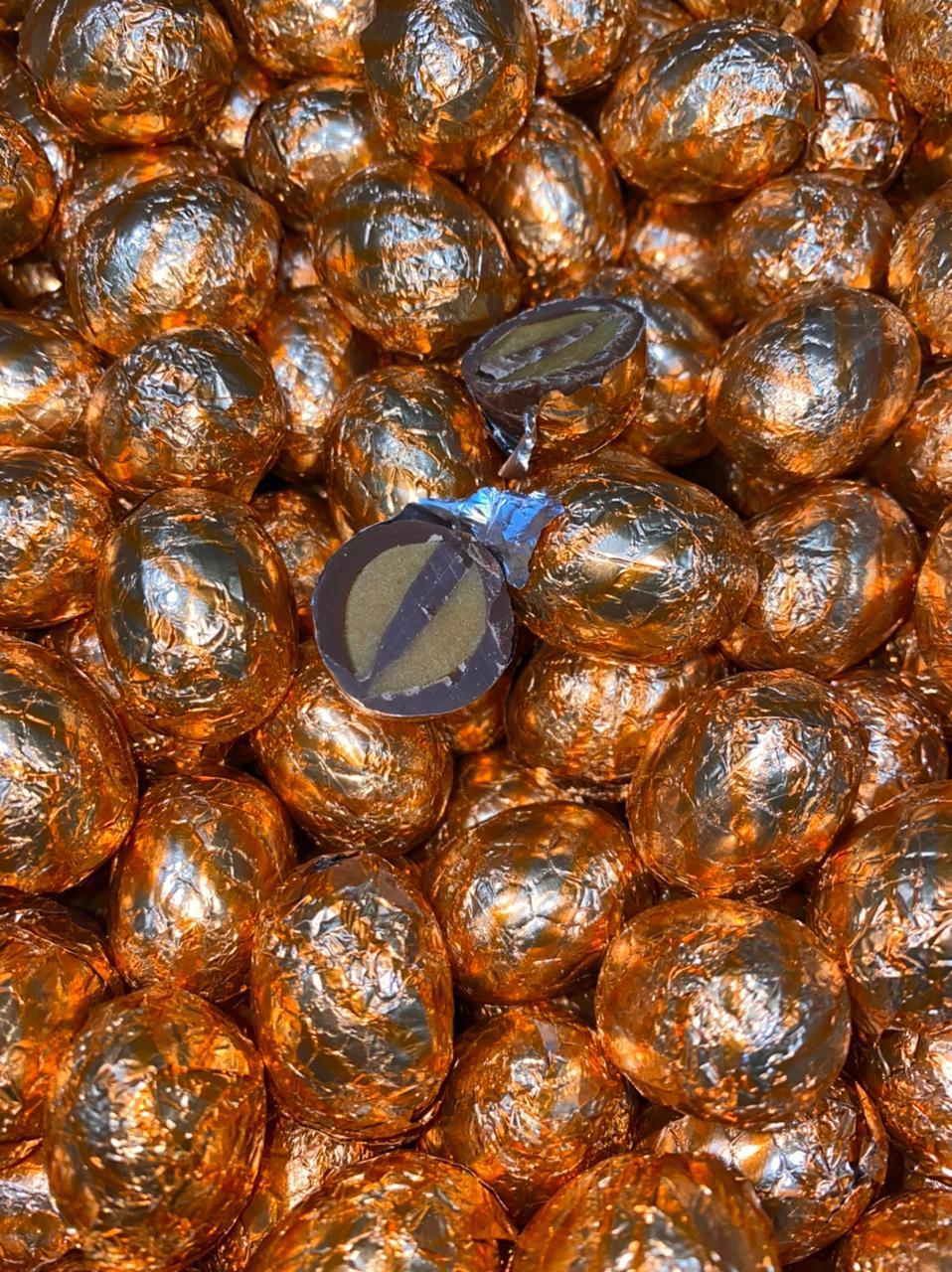 Шоколадные яйца (Золотые с полоской) 1кг