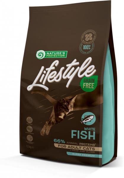 Корм Nature's Protection Lifestyle Grain Free White Fish Adult Cat белая рыба 400 гр