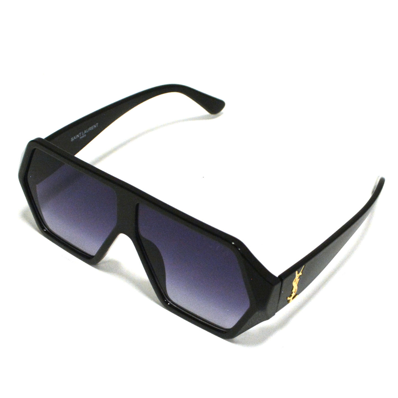 Солнцезащитные очки с фиолетово черными стеклами с широкой черной дужкой YSL 3010 - фото 5 - id-p90934824