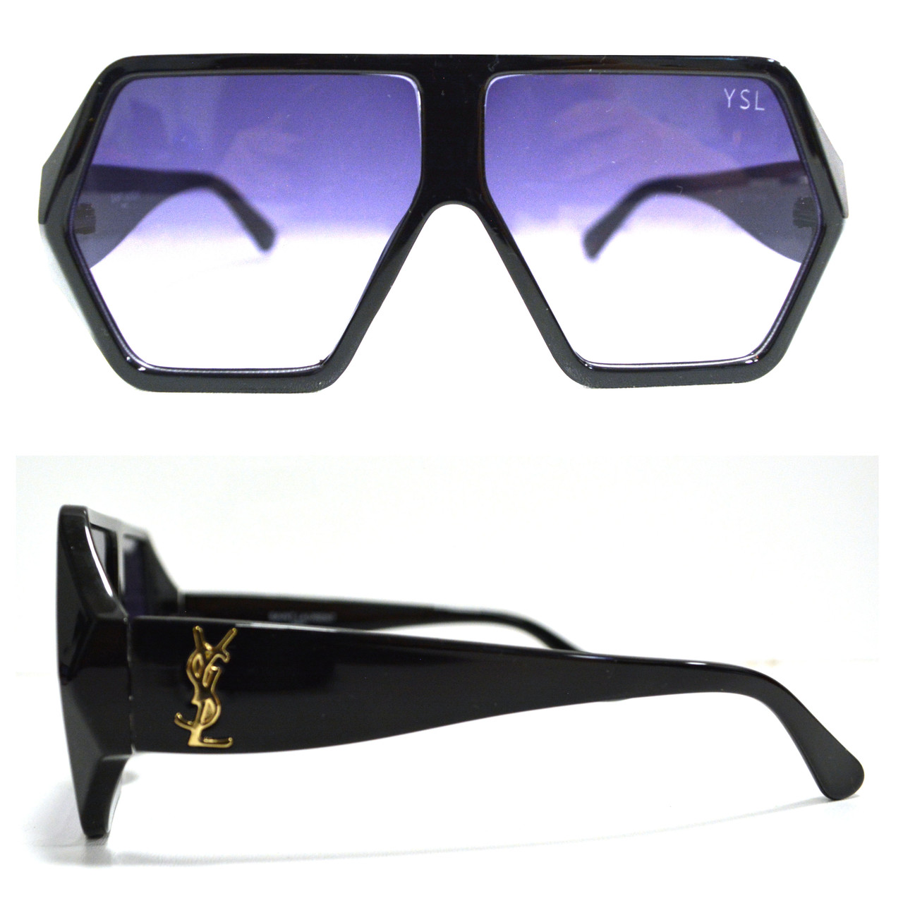 Солнцезащитные очки с фиолетово черными стеклами с широкой черной дужкой YSL 3010, фото 1