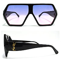 Солнцезащитные очки с фиолетово розовыми стеклами с широкой черной дужкой YSL 3010