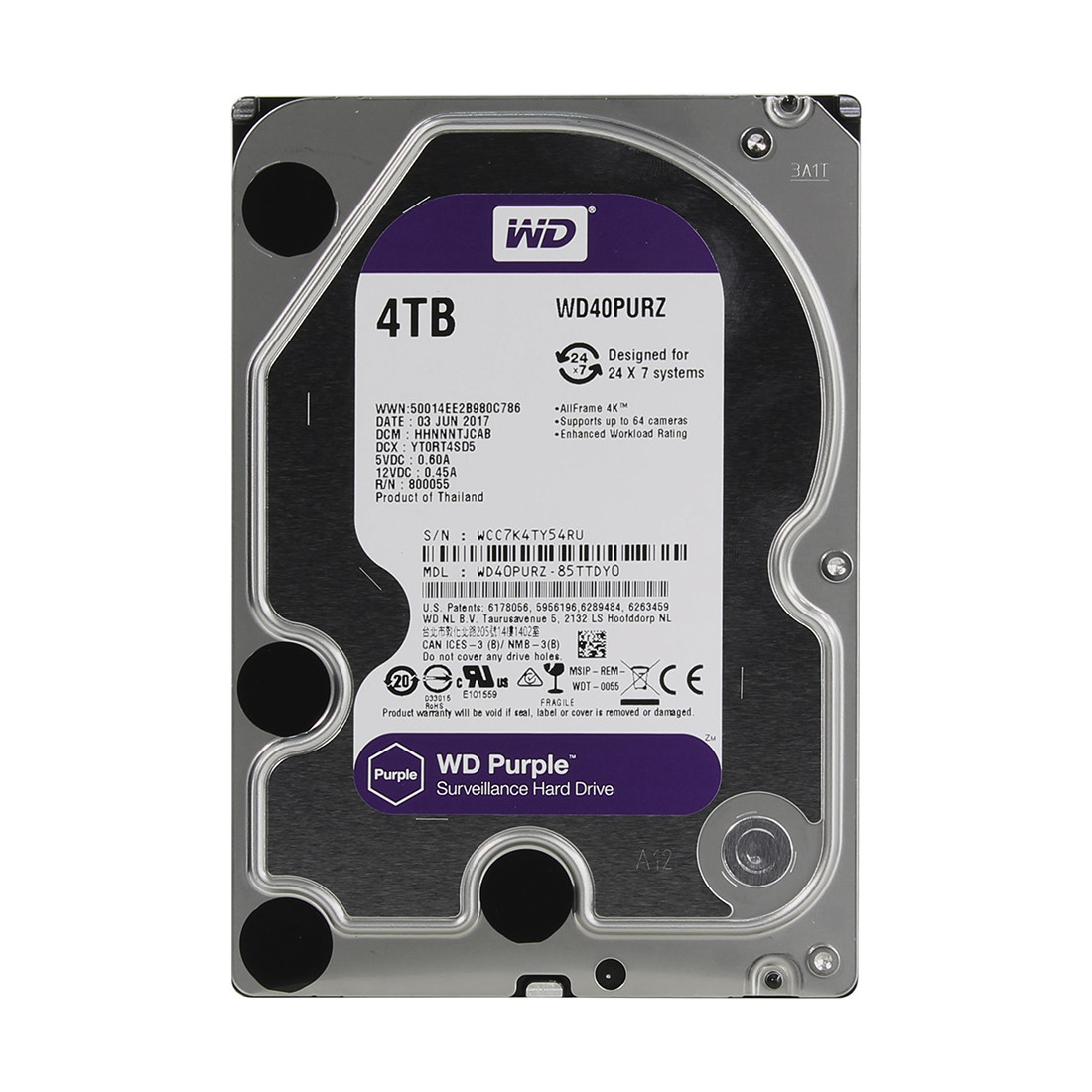 Жёсткий диск 4Tb Western Digital WD40PURZ - фото 1 - id-p90936300