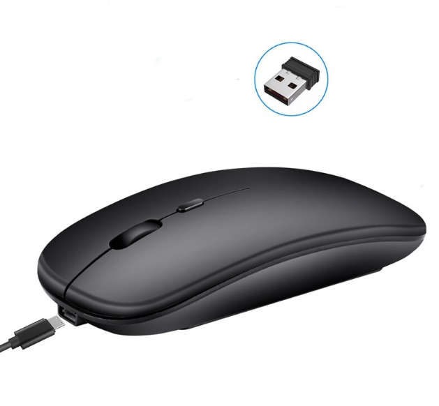 Компьютерная мышь беспроводная бесшумная аккумуляторная оптическая тонкая 1200 dpi USB Wireless Mouse черная - фото 7 - id-p90936711