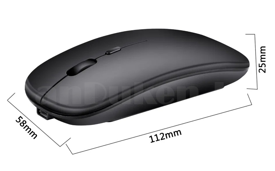 Компьютерная мышь беспроводная бесшумная аккумуляторная оптическая тонкая 1200 dpi USB Wireless Mouse черная - фото 2 - id-p90936711