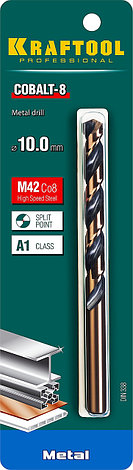 Сверло по металлу HSS-Co(8%) , сталь М42(S2-10-1-8), KRAFTOOL COBALT 10.0 х133мм, фото 2