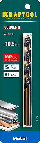 Сверло по металлу HSS-Co(8%) , сталь М42(S2-10-1-8), KRAFTOOL COBALT 10.5 х133мм, фото 2