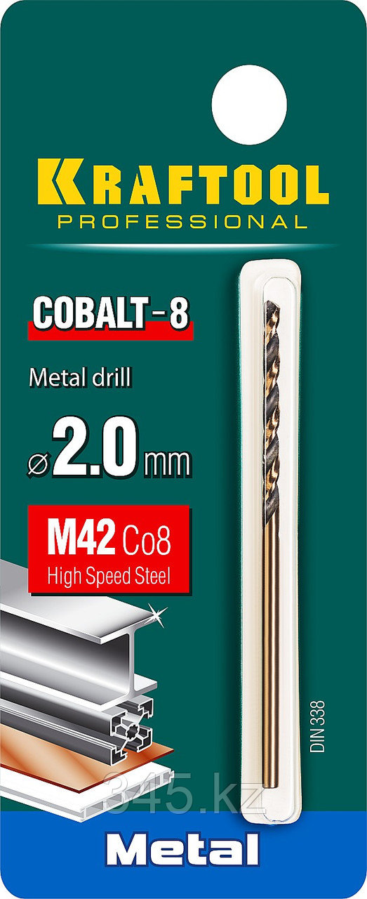 Сверло по металлу HSS-Co(8%) , сталь М42(S2-10-1-8), KRAFTOOL COBALT 2.0 х49мм