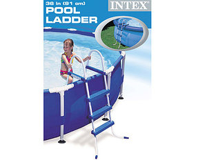Металлическая лестница INTEX 28060, для каркасного и надувного бассейна, высотой 91 см, фото 2