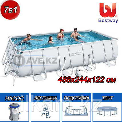 Прямоугольный каркасный бассейн, Power Steel Rectangular, Bestway 56670, размер 488х244х122 см, фото 2