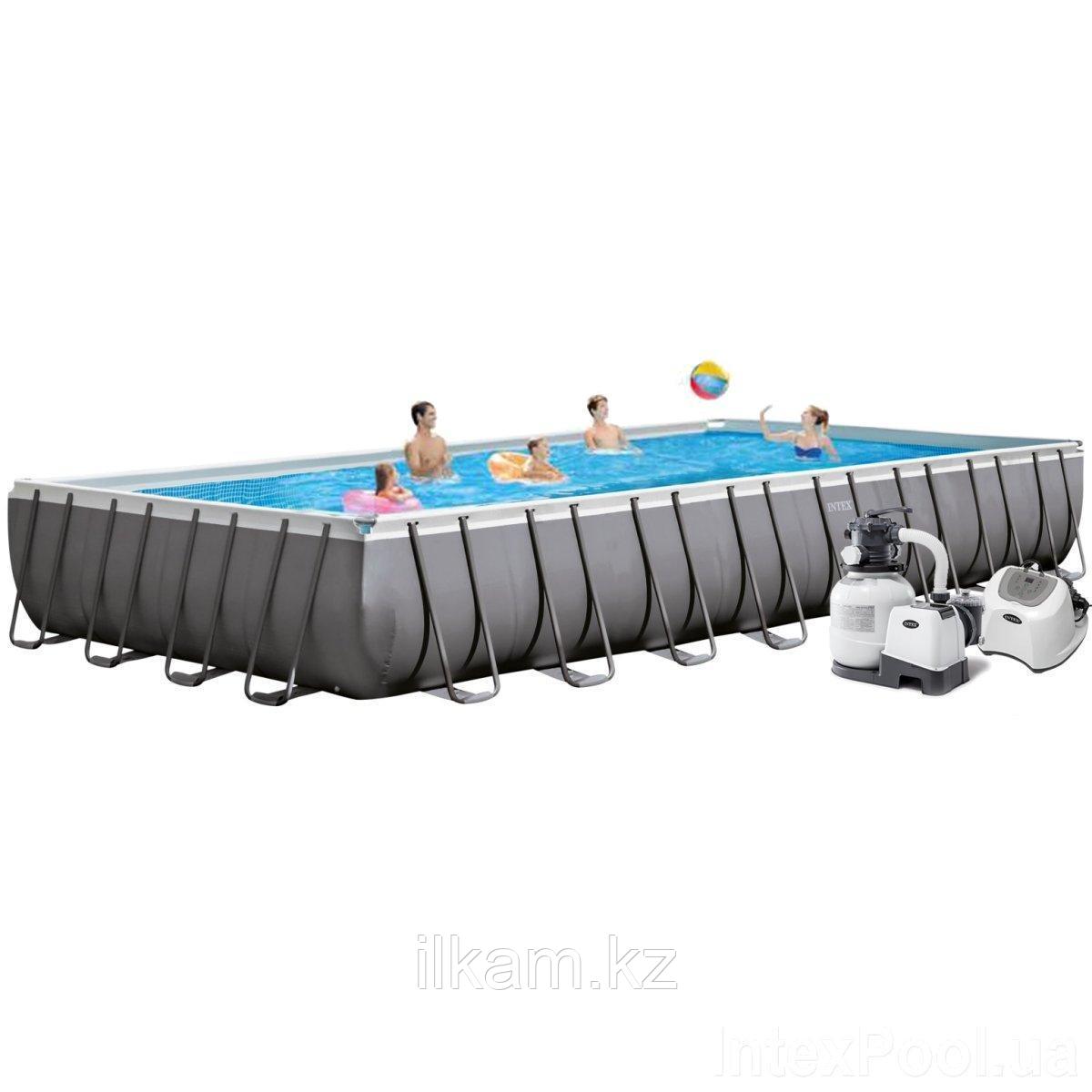 Прямоугольный каркасный бассейн, Ultra Frame Pool, Intex 26378NP, 26378, размер 975х488х132 см