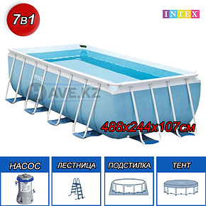 Прямоугольный каркасный бассейн Intex 28318, Ultra Frame Pool, размер 488x244x107 см, фото 2