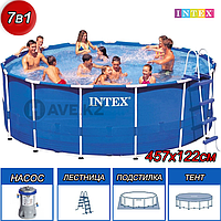 Круглый каркасный бассейн, Metal Frame Pool, Intex 28242, размер 457х122 см