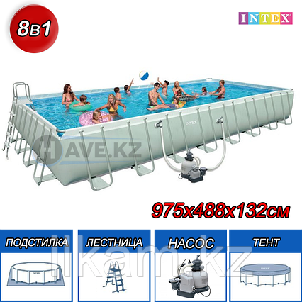 Прямоугольный каркасный бассейн Intex 26374NP, 28372,26734, Ultra Frame Pools, размер 975х488х132 cм, фото 2