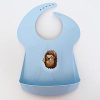 Нагрудник детский, с карманом, пластиковый, цвет голубой, МИКС