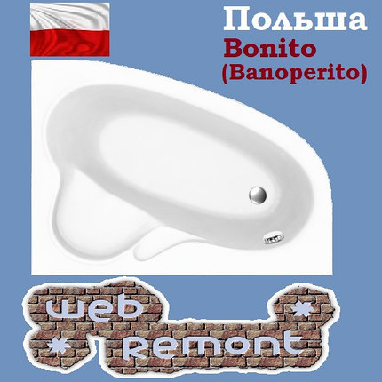 Акриловая ванна Banoperito MAYA 135*95  R  (Ванна + ножки), фото 2