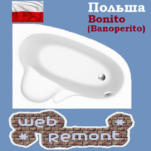 Акриловая ванна Banoperito MAYA 170*110  R  (Ванна + ножки)