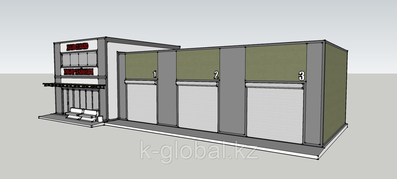 Пункт Замены Масла на 3 поста ПЗМ за 28 дней под ключ в Алматы, утепленный из сэндвич-панелей