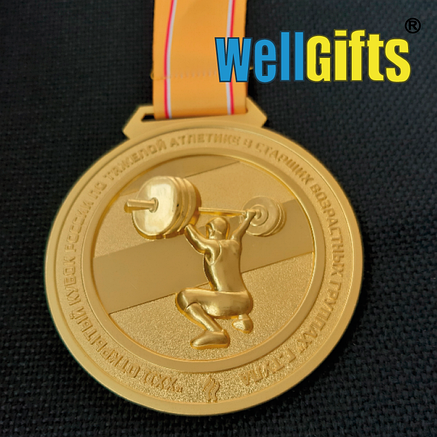 Медаль металлическая золото с лентой, фото 2