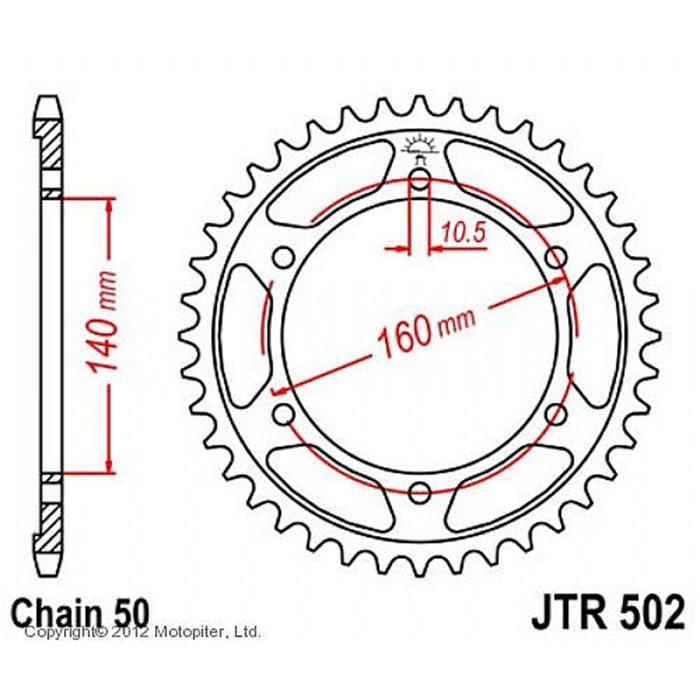 Звезда задняя (ведомая) JTR502 для мотоцикла стальная