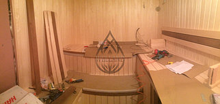 Финская сауна во время проведения работ.