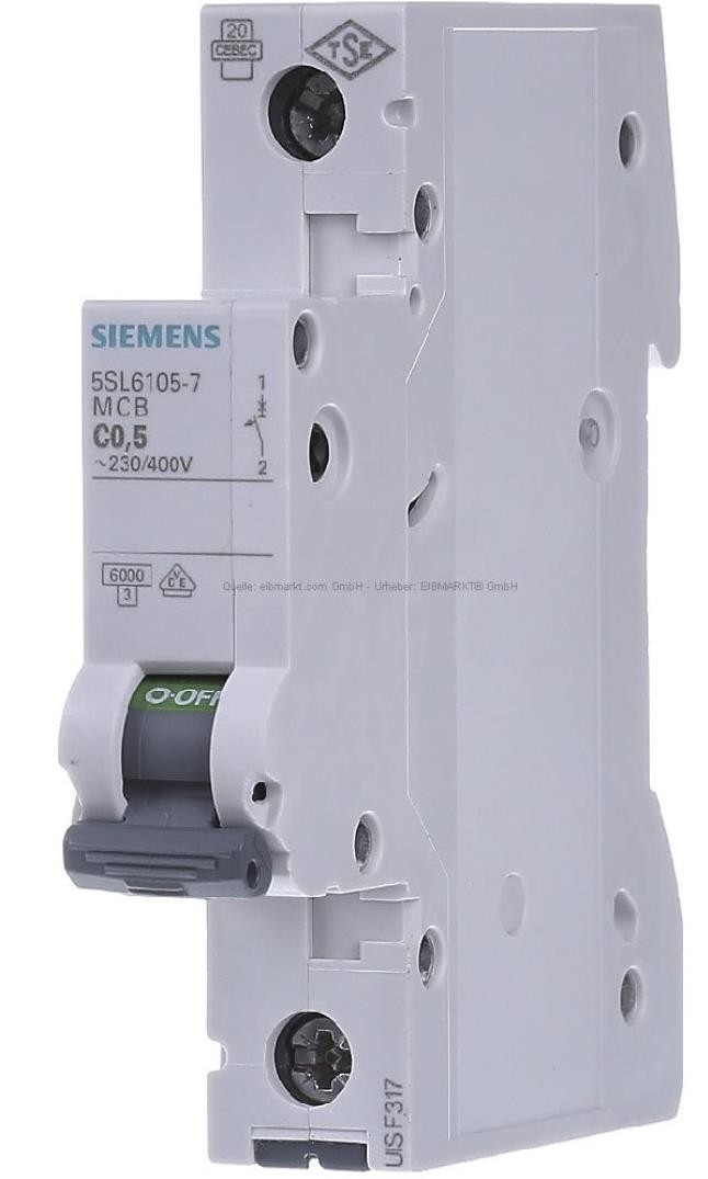 Автоматический выключатель 1P 0,5A 6kA [C] Siemens 5SL6105-7 - фото 1 - id-p91038194