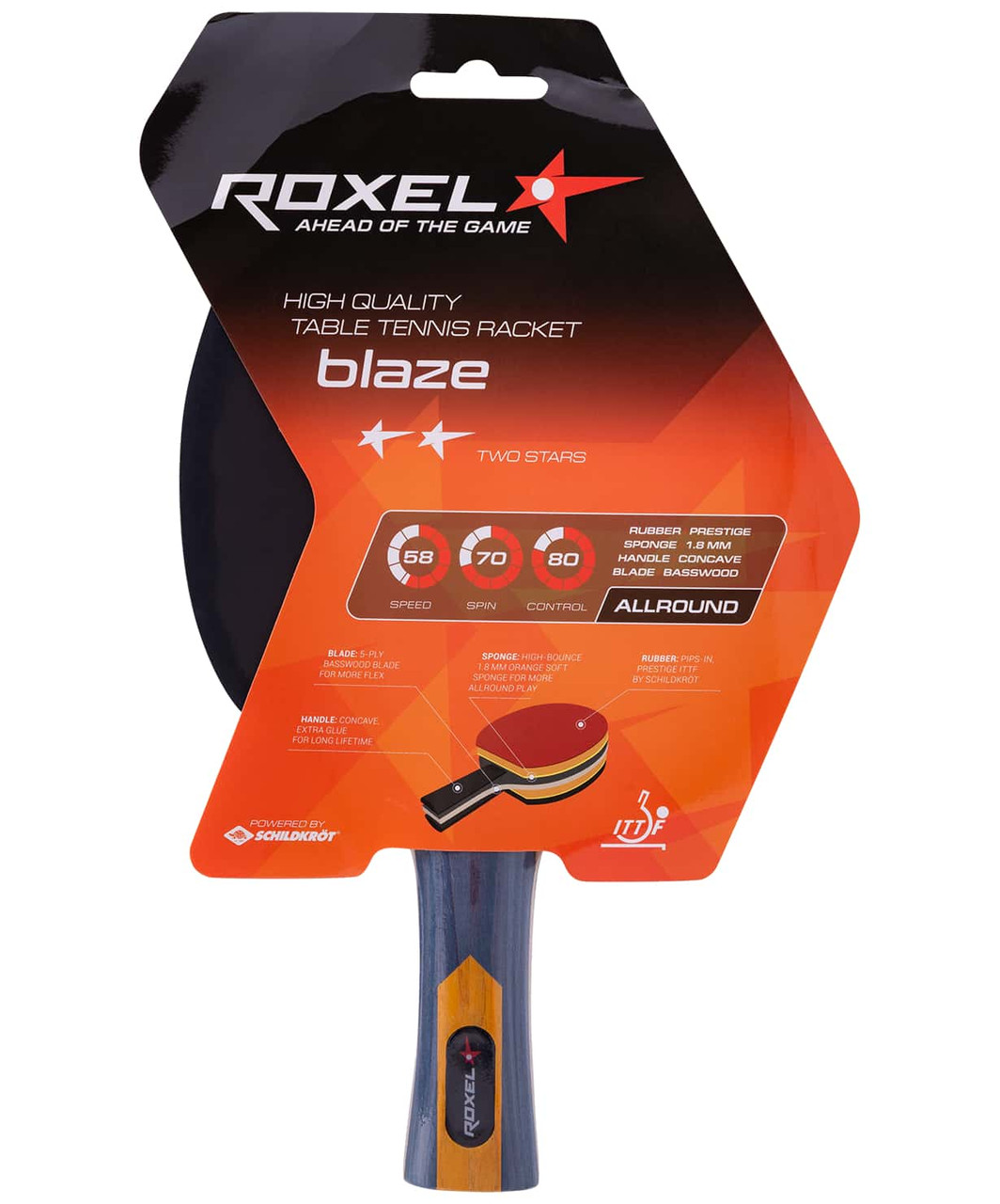 Ракетка для настольного тенниса 2* Blaze, коническая Roxel