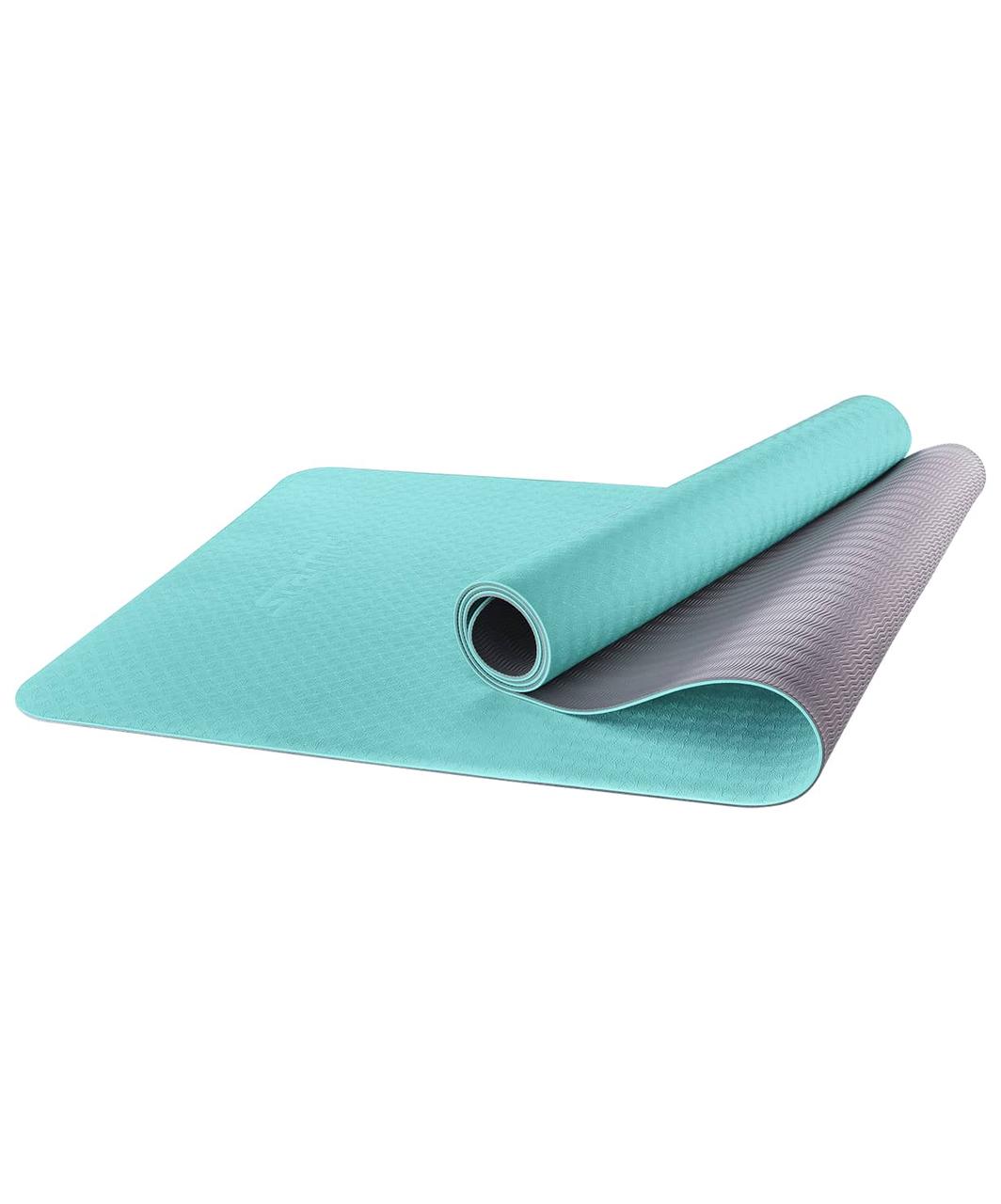 Коврик для йоги FM-201, TPE, 173x61x0,6 см, мятный/серый Starfit