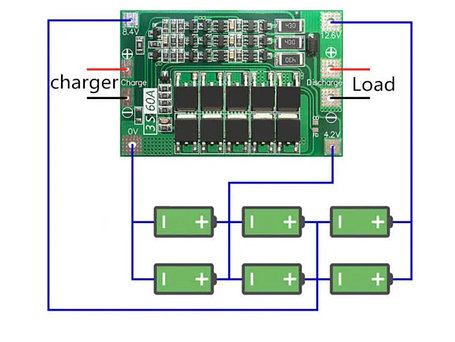 Контроллер заряда li-ion аккумуляторов с защитой и балансировкой BmS 3S 12.6V 60A, фото 2