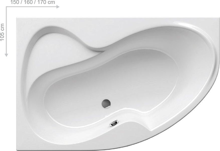 Ванна акриловая ассиметричная Ravak ROSA II 150x105 P белая(CJ21000000), фото 1