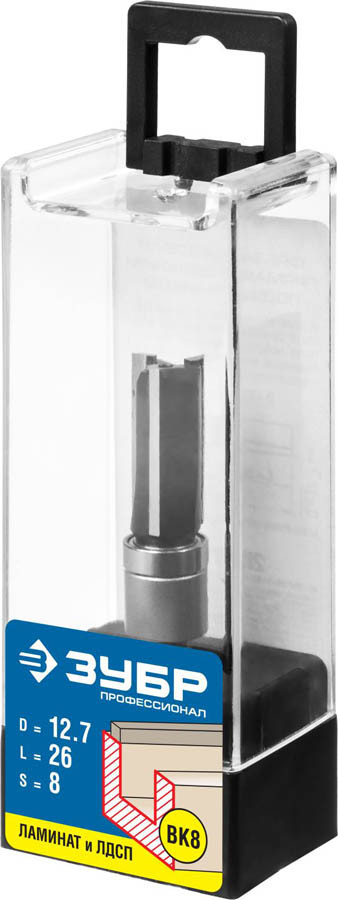 ЗУБР 12.7 x 26 мм, хвостовик 8 мм, фреза пазовая прямая с верхним подшипником 28781-12.7-26 Профессионал - фото 4 - id-p91050534