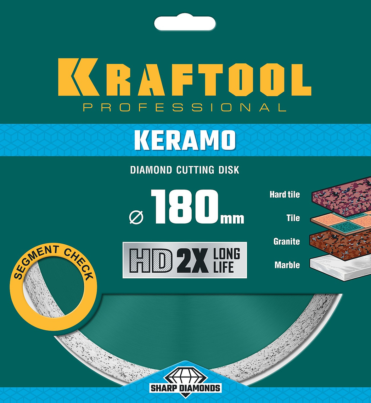 KRAFTOOL Ø 180Х22.2 мм, алмазный, сплошной, по керамограниту, керамической плитке диск отрезной KERAMO - фото 4 - id-p91050811