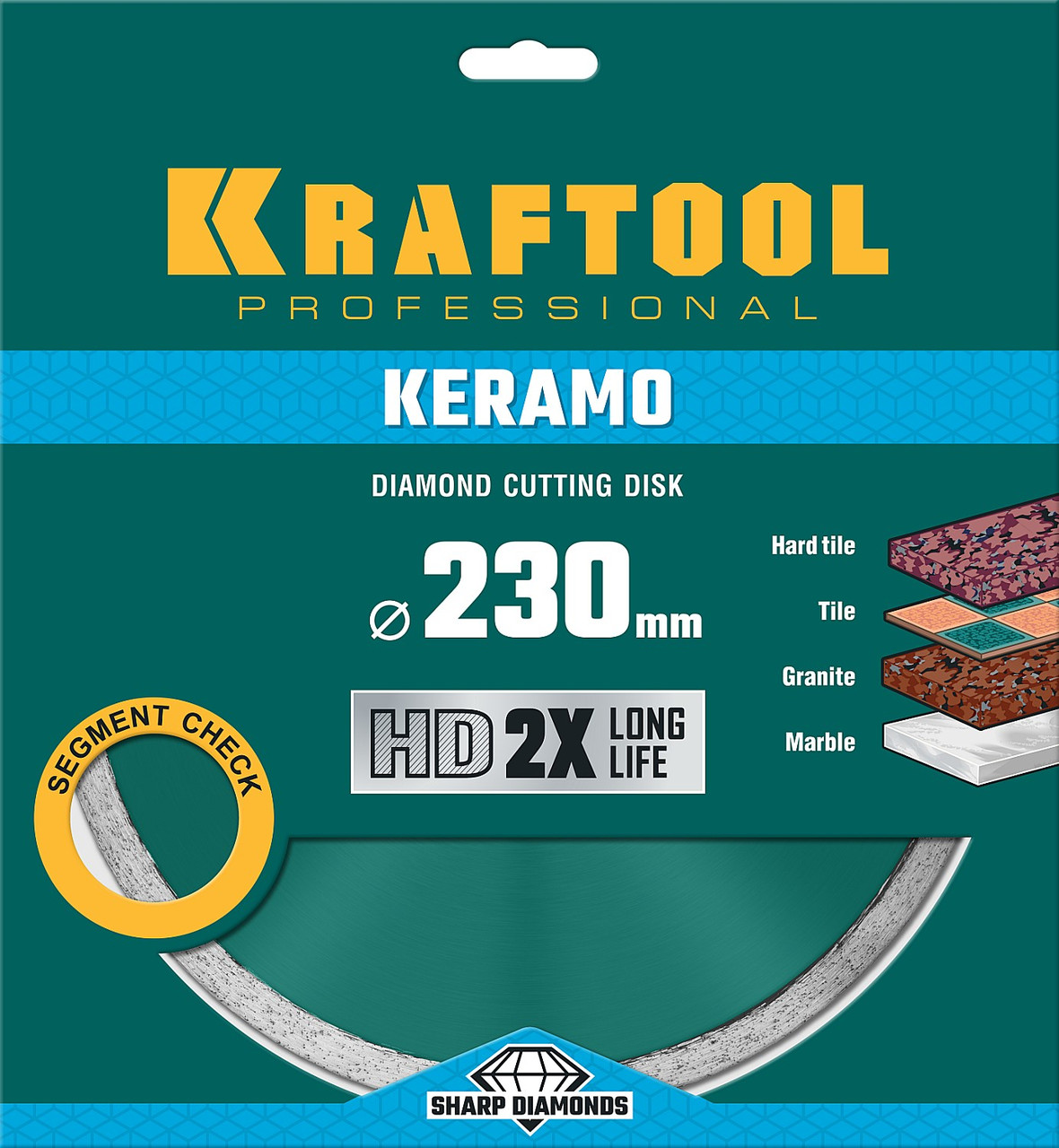 KRAFTOOL Ø 230Х22.2 мм, алмазный, сплошной, по керамограниту, керамической плитке диск отрезной KERAMO - фото 4 - id-p91050812