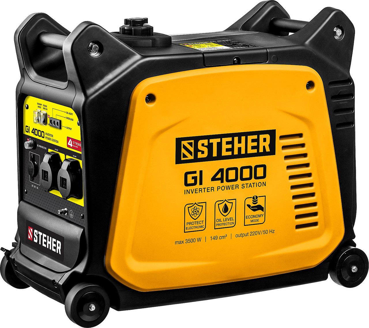 STEHER 3/3,5 кВт, однофазный, синхронный, инверторный, генератор бензиновый GI-4000 - фото 2 - id-p91051024