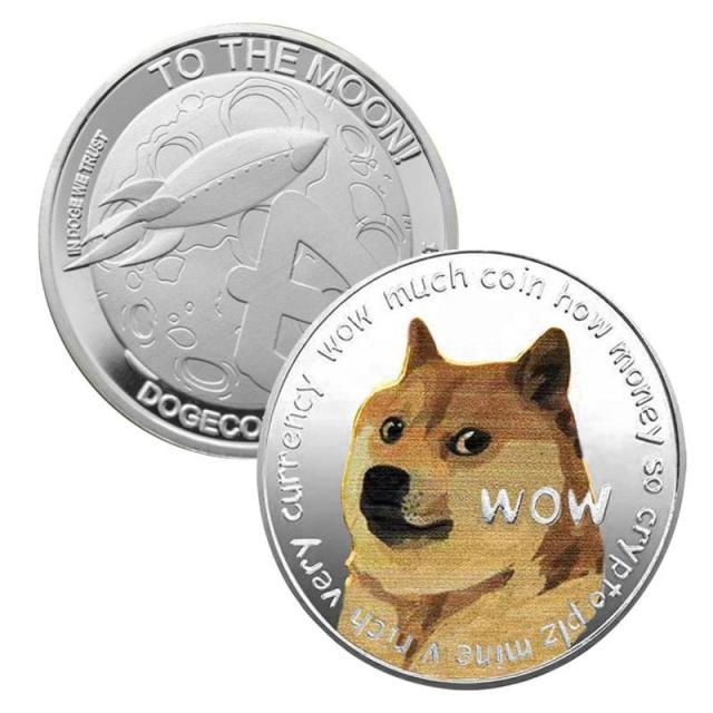 Сувенирная монета Dogecoin Doge, серебристый, толщина 3 мм