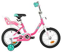 Велосипед NOVATRACK 14" MAPLE, розовый, полная защита цепи, тормоз нож, крылья цвет, сидение для кук
