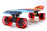 Скейт Penny Board {Пенни Борд} с подсветкой колёс на алюминиевой платформе (Бирюзовый / С принтом), фото 2