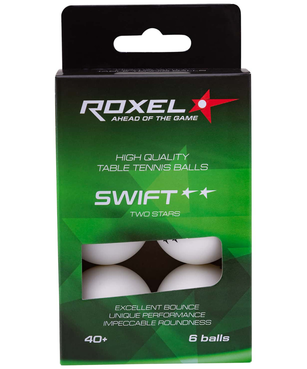 Мяч для настольного тенниса 2* Swift, белый, 6 шт. Roxel