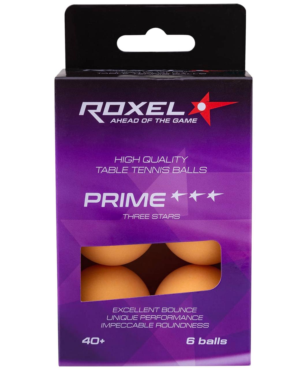 Мяч для настольного тенниса 3* Prime, оранжевый, 6 шт. Roxel