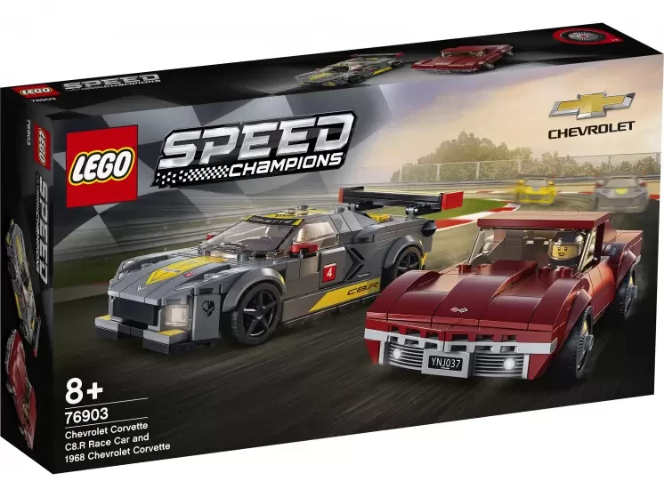 LEGO Speed Champions 76903 Chevrolet Corvette C8.R Race Car and 1968 Chevrolet Corvette, конструктор ЛЕГО - фото 2 - id-p91068772