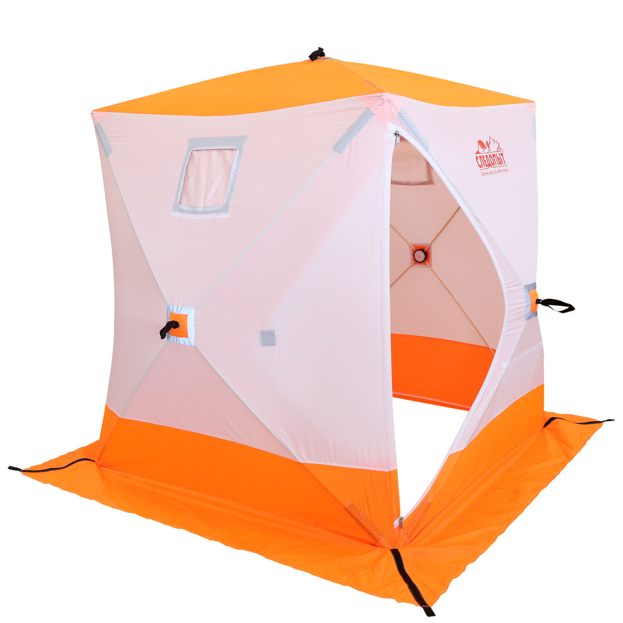 Палатка зимняя куб СЛЕДОПЫТ 1,5 х1,5 м, Oxford 210D PU 1000, 2-местная, цв. бело-оранж PF-TW-09 - фото 3 - id-p91070568