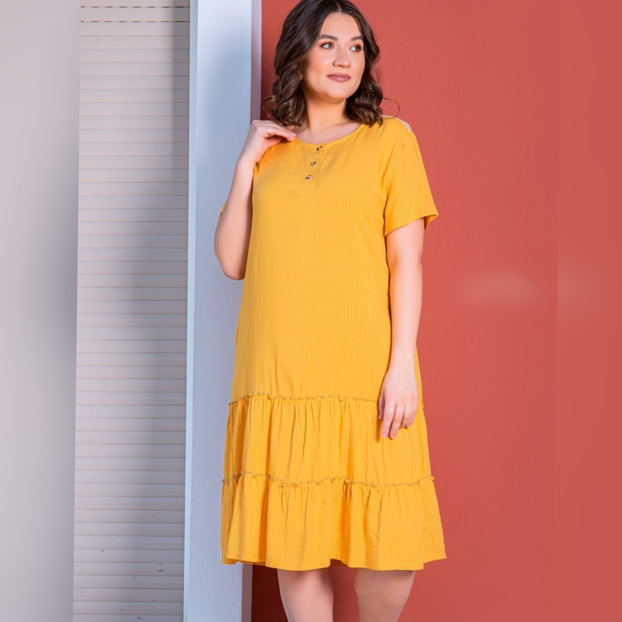 Платье домашнее женское 2XL / 52-54, Оранжевый - фото 1 - id-p91051507