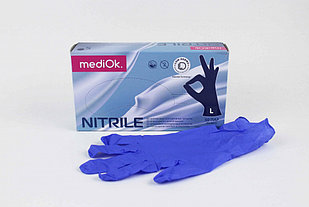 Перчатки L 100шт нитрил голубые MediOk