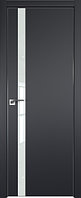 Дверь межкомнатная 6Е со стеклом Черный матовый, Lacobel Белый лак, 600