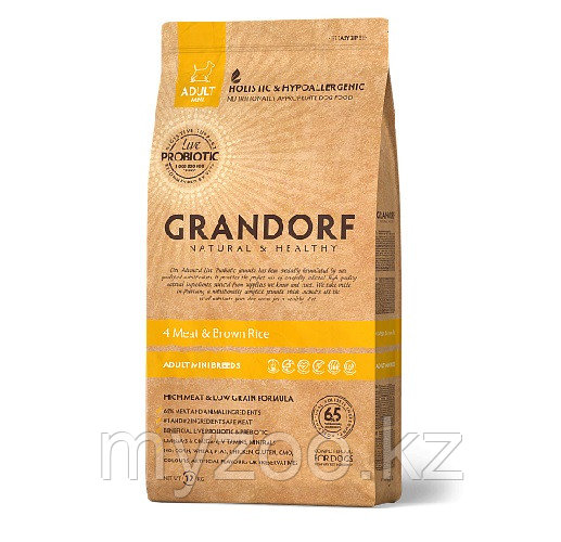 Grandorf 4мяса&рис Mini (индейка, ягненок, утка, кролик), 1 кг
