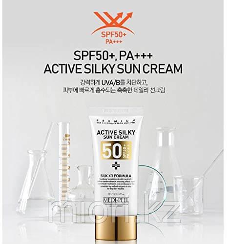 Солнцезащитный крем с комплексом пептидов и шёлка MEDI-PEEL Active Silky Sun Cream SPF50+PA+++ - фото 2 - id-p91125224