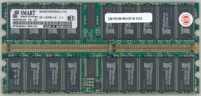 Оперативная память Smart SX12872RDDR302LPIB Smart 1GB PC2100 DDR-266MHz ECC Registered