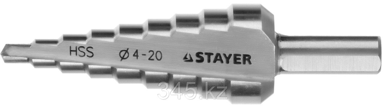 Сверло ступенчатое, сталь HSS, STAYER 4-20мм, 9 ступеней - фото 1 - id-p51760321