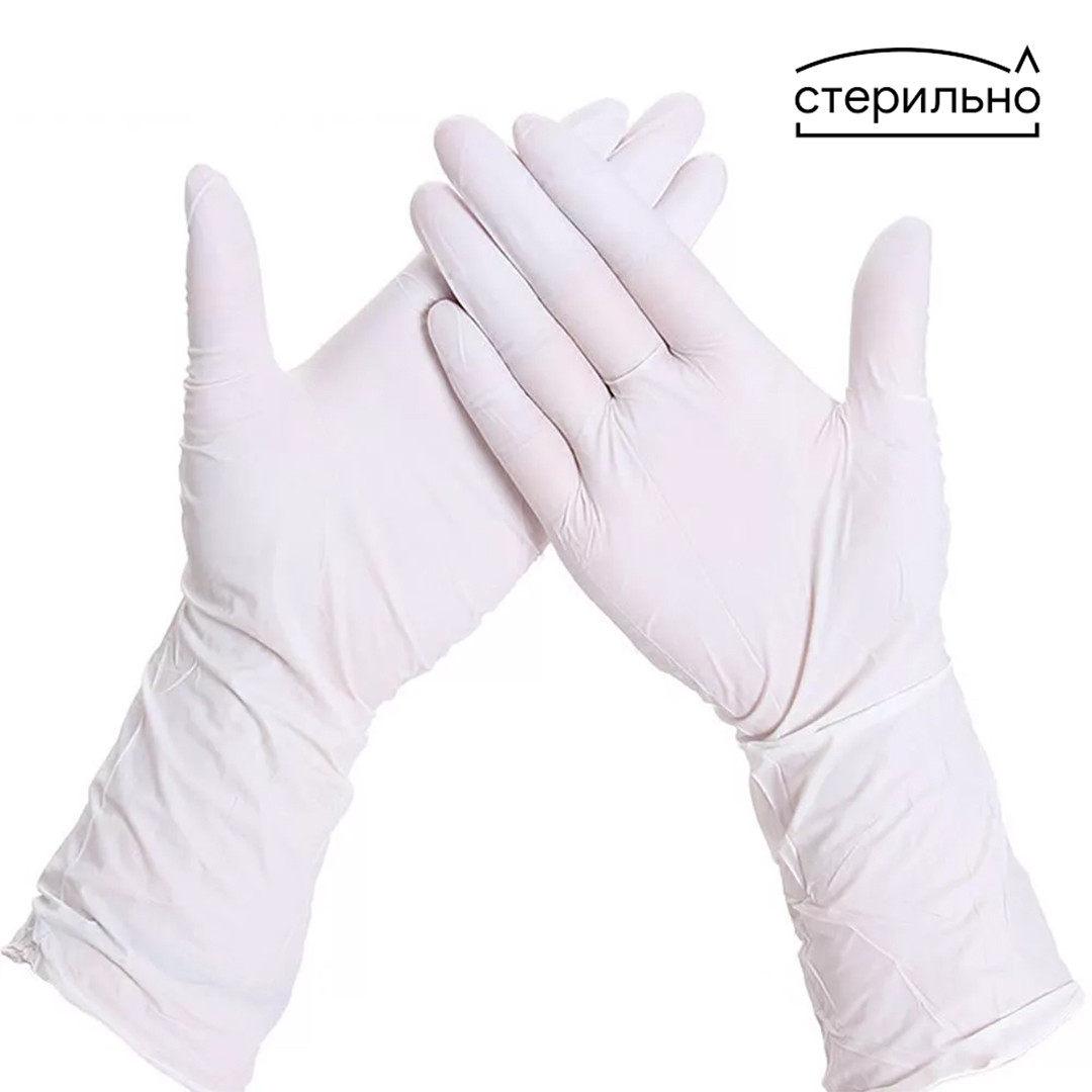 Перчатки стерильные неопудренные хирургические с длинной манжетой