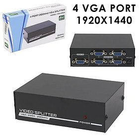 VGA splitter 4-port, VGA-2004, 200MHz, 1920x1440, 30m, разветвитель VGA-сигнала на 4 видеовыхода Арт.5970