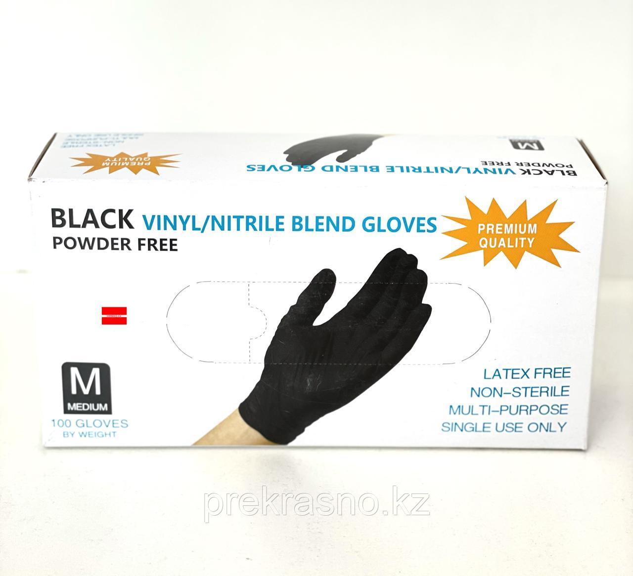 Перчатки M 100шт винило-нитрил Blend Gloves черные